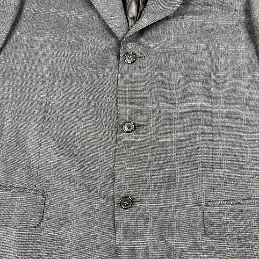 Ermenegildo Zegna Blazer Mens 42R Gray 100% Wool‎ 15 Milmil 15 Plaid 3 Button